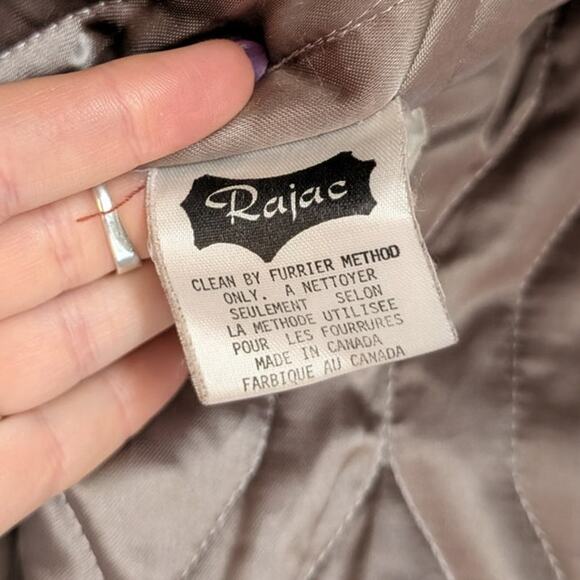 Vintage Leather Penny Lane Coat Grey Cream Fur Trim Trench Afghan Jacket Medium - Picture 10 of 12